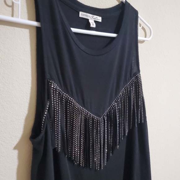 Express | black top with jeweled tassels - Picture 4 of 8